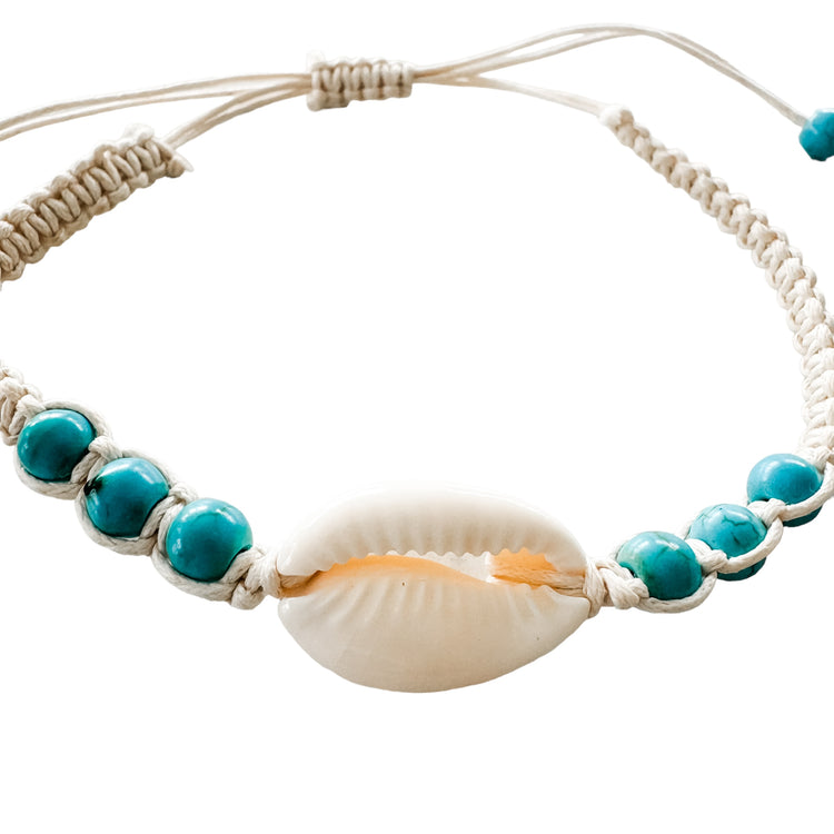 Turquoise Cowrie Anklet/Bracelet | Willow & the Waves Collection