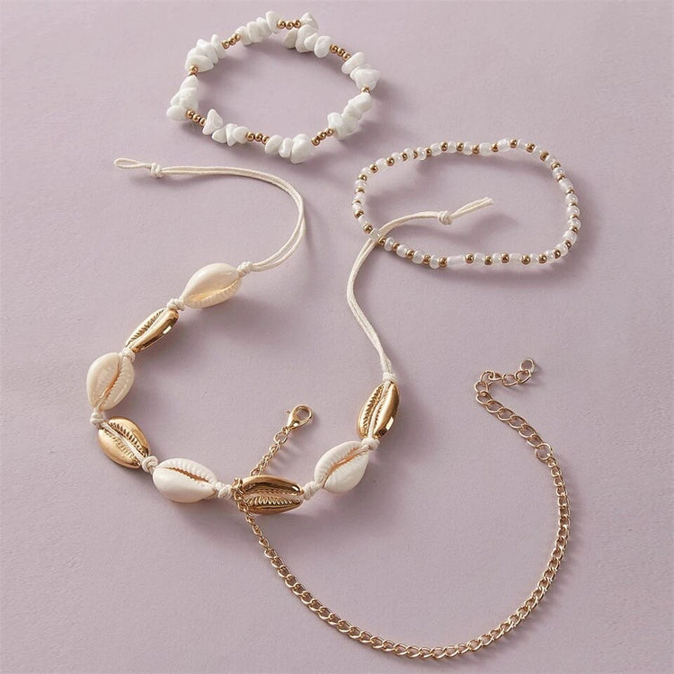 Bohemian Sea Stone Anklet/Bracelet Set | Willow & the Waves Collection