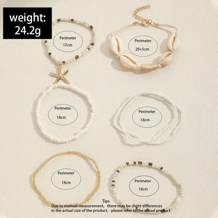Bohemian Cowrie Rice Bead Bracelet Set | Willow & the Waves Collection