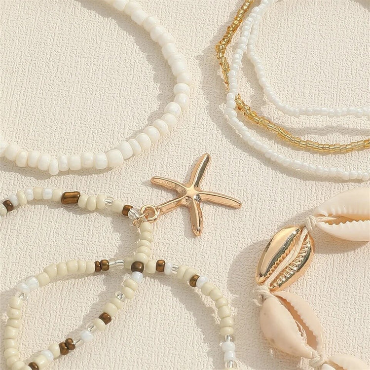 Bohemian Cowrie Rice Bead Bracelet Set | Willow & the Waves Collection