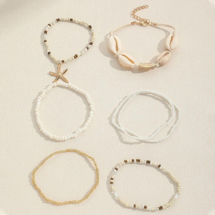 Bohemian Cowrie Rice Bead Bracelet Set | Willow & the Waves Collection