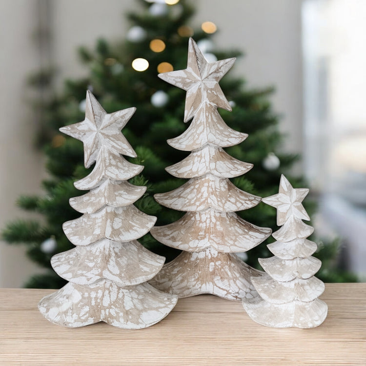 Whitewash Christmas Tree Trio – Limited Edition