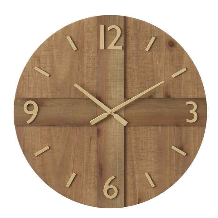 Ashton Wood Clock 60cm – Walnut & Gold