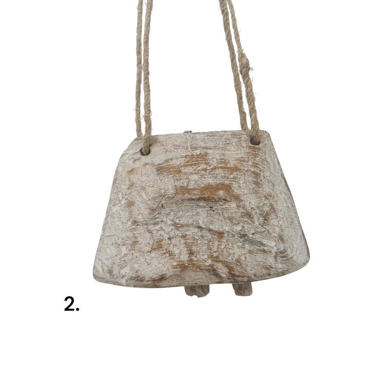 Vintage Wooden Cow Bell | Whitewash