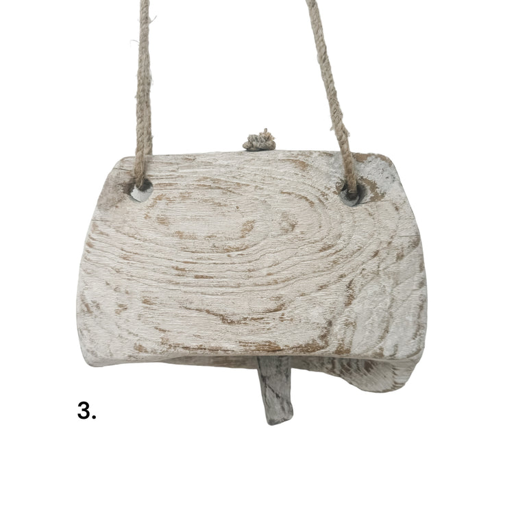 Vintage Wooden Cow Bell | Whitewash