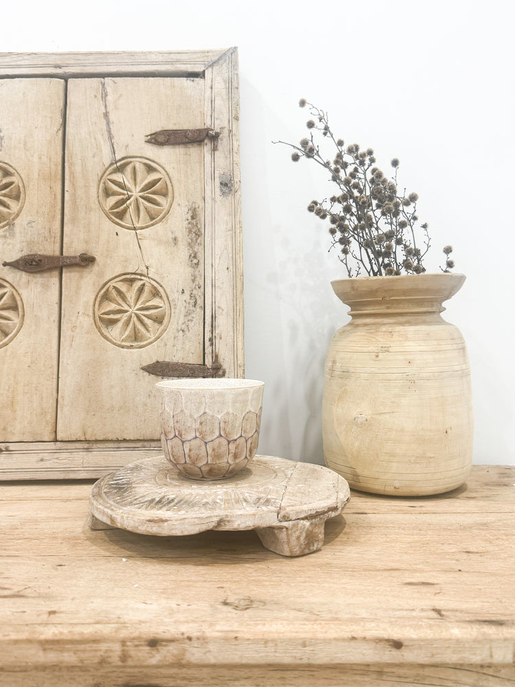 Vintage Wooden Pot | Bleached