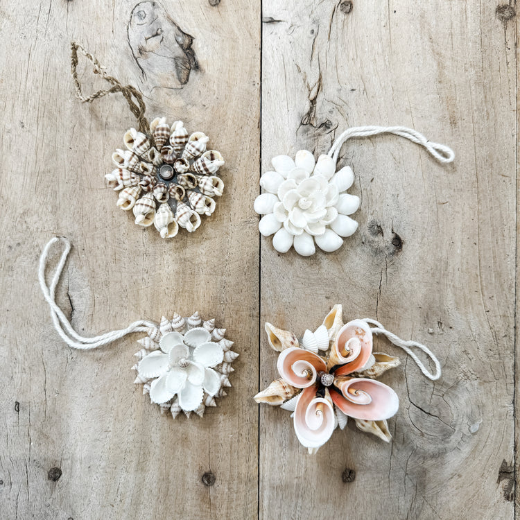 Hanging Shell Ornaments on string | 4 Assorted Styles