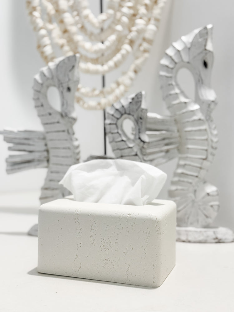 Travertine-Style Tissue Box | Chalk