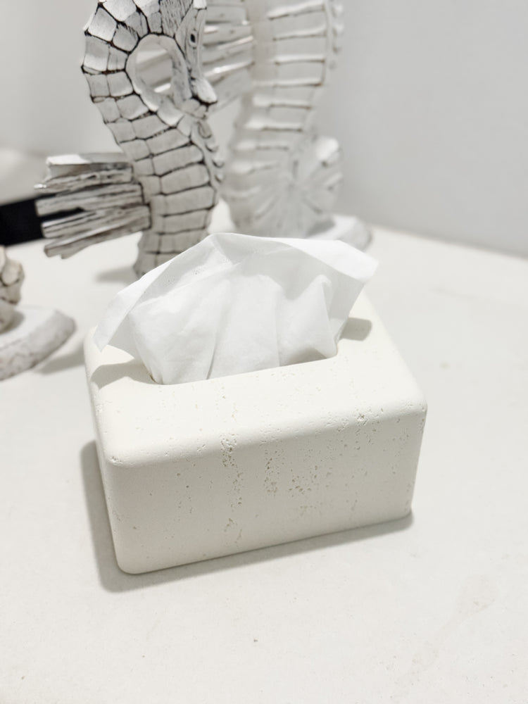 Travertine-Style Tissue Box | Chalk