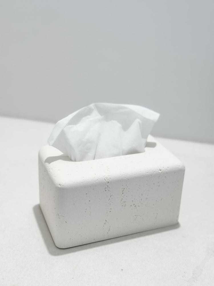 Travertine-Style Tissue Box | Chalk