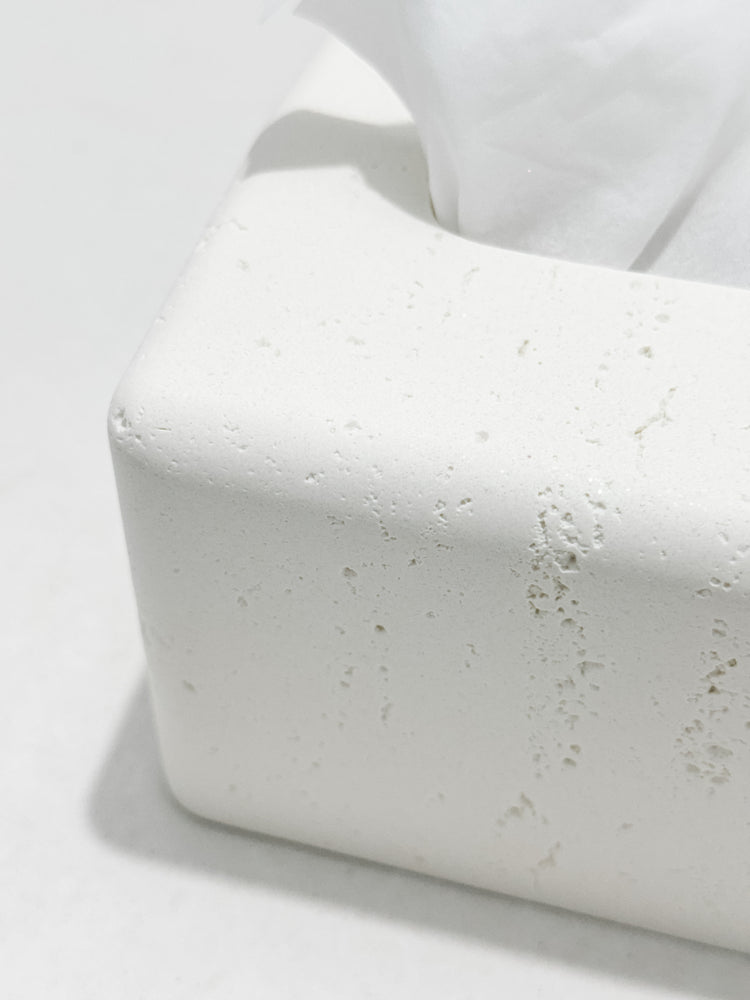 Travertine-Style Tissue Box | Chalk
