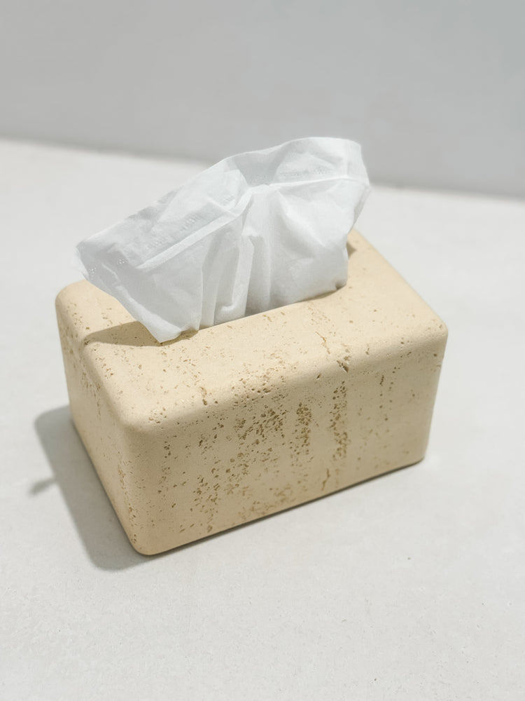 Travertine-Style Tissue Box | Sand