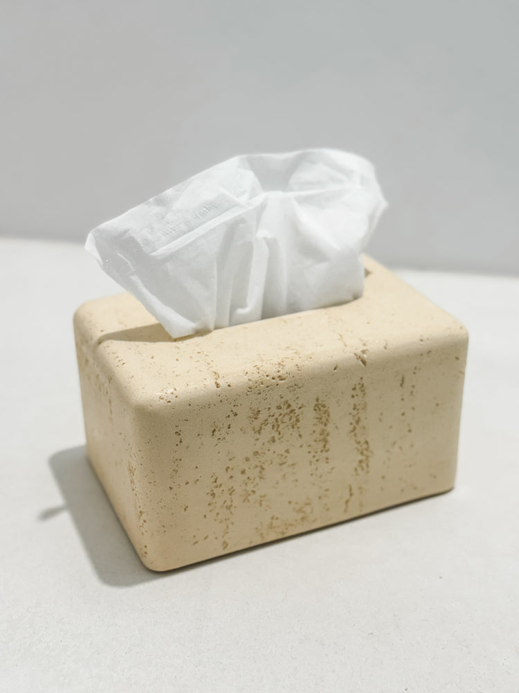 Travertine-Style Tissue Box | Sand