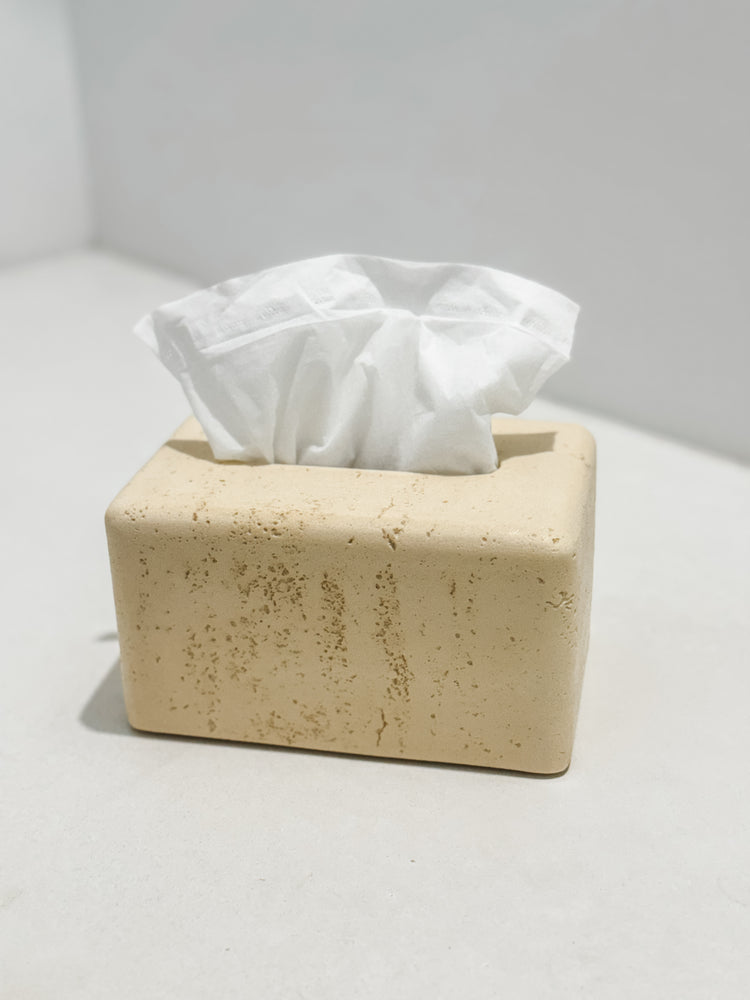 Travertine-Style Tissue Box | Sand