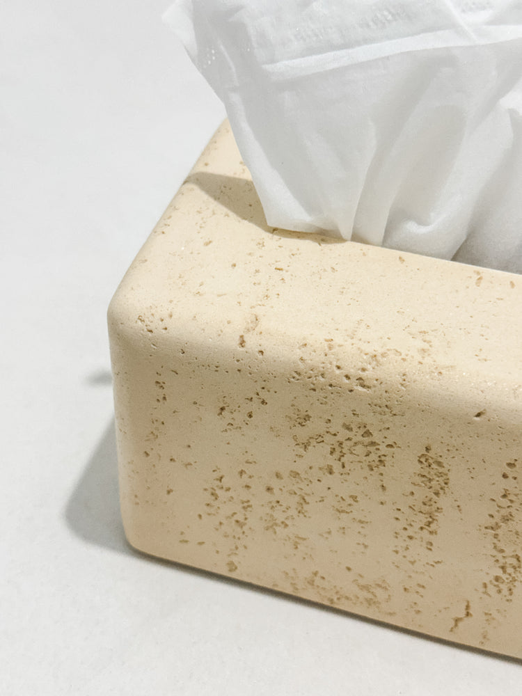 Travertine-Style Tissue Box | Sand