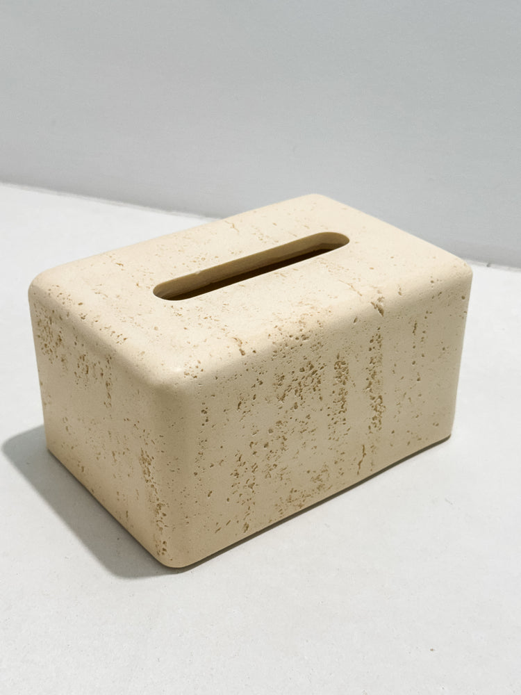 Travertine-Style Tissue Box | Sand