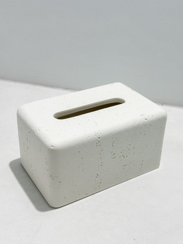 Travertine-Style Tissue Box | Chalk