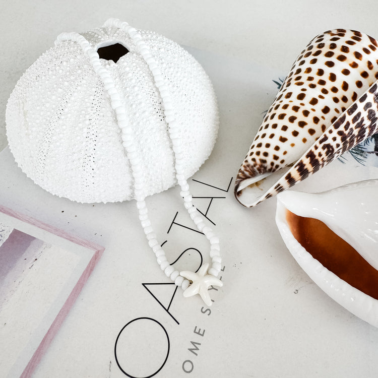 Starfish Beaded Necklace – White