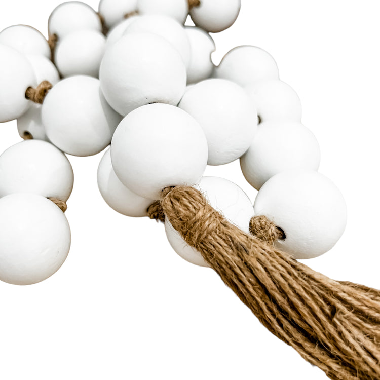 Beaded Tassel Garland | White Bead | Giant