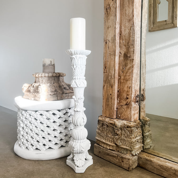 Carved Vintage Tall Candle Holder | 77.5cm