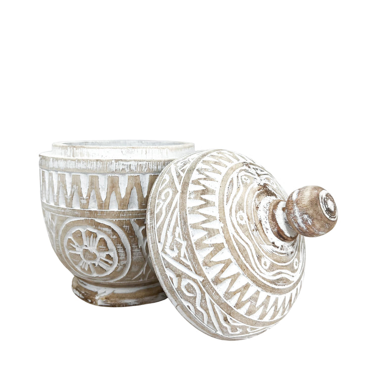 Solstice Lidded Pot | White Wash