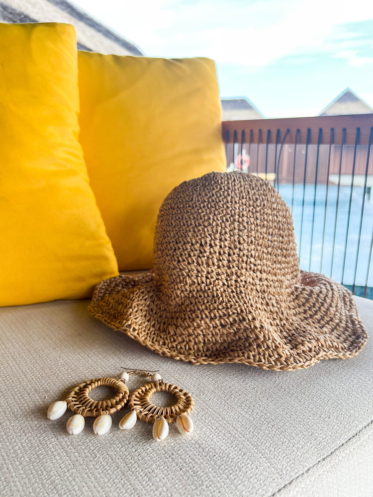 Rattan & Cowrie Shell Earrings | Natural | Willow & the Waves
