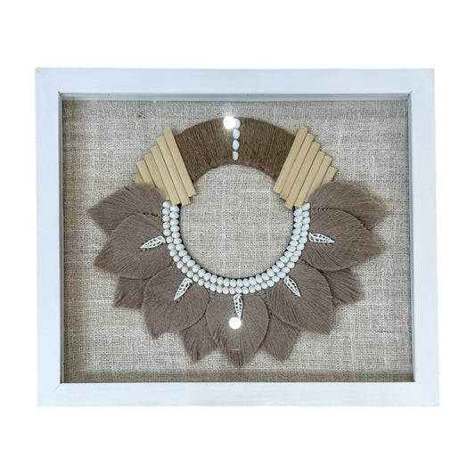 Framed Wall Art | Brown Tribal Necklace | 55x65cm