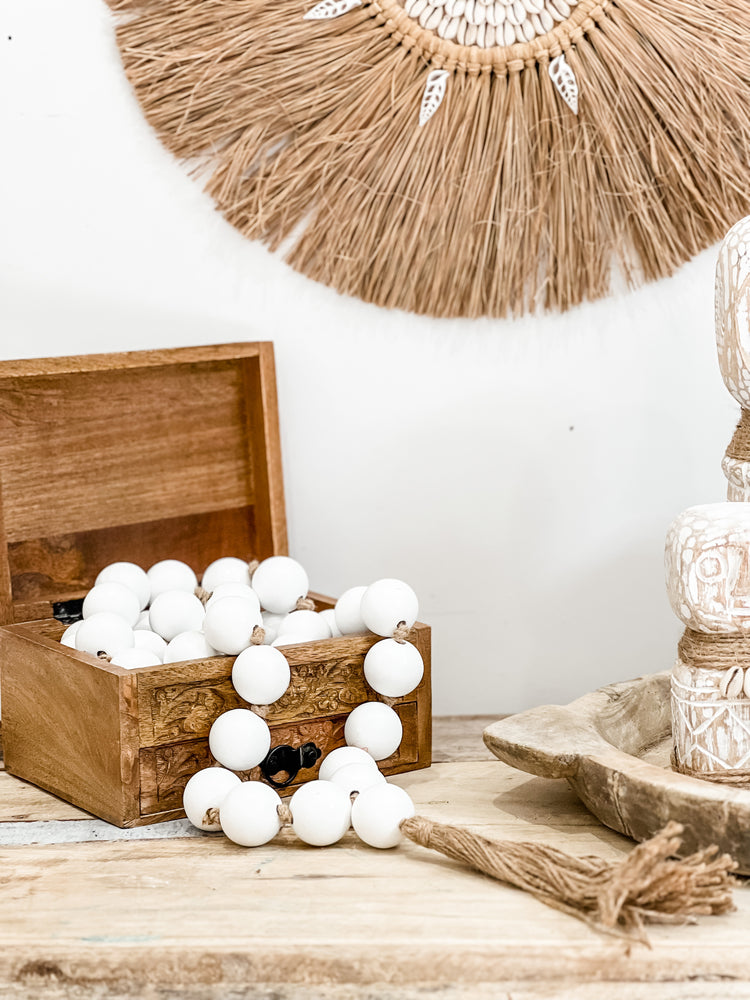 Beaded Tassel Garland | White Bead | Giant