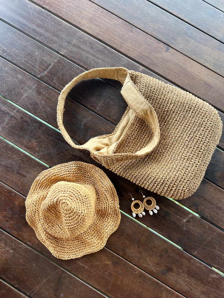 Rattan & Cowrie Shell Earrings | Natural | Willow & the Waves