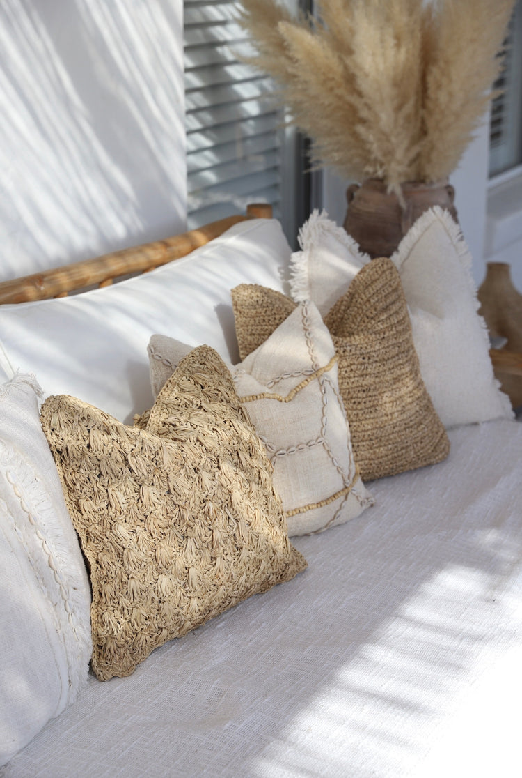 Bora Bora Raffia Cushions | Square | 3 Assorted Styles