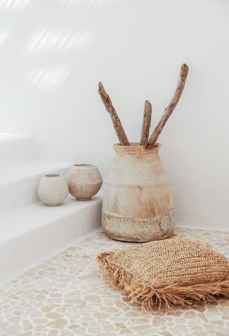 Bora Bora Raffia Cushions | Natural with Fringe | 50x50cm