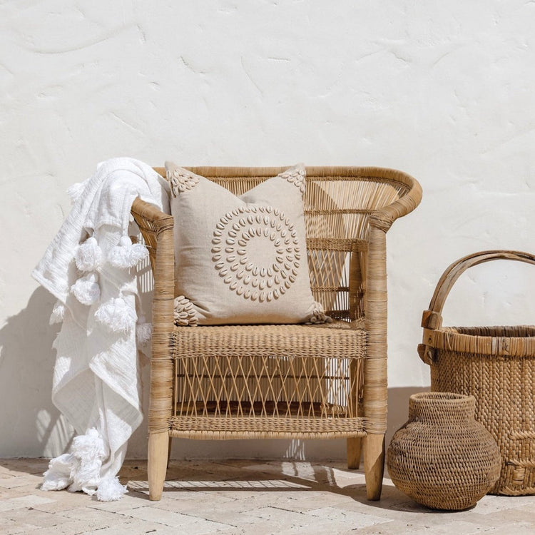 Halo Cowrie Cushion | Linen | 50x50cm Preorder