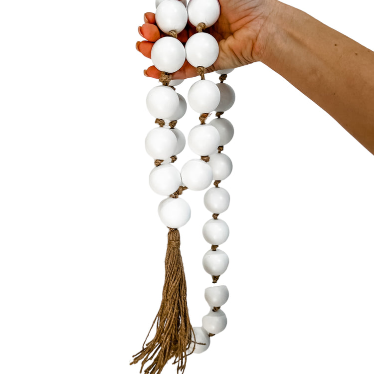 Beaded Tassel Garland | White Bead | Giant