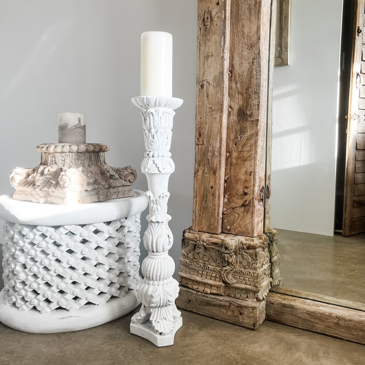 Carved Vintage Tall Candle Holder | 77.5cm