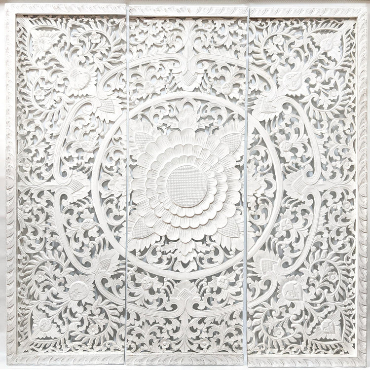 Flora Carved Wall Art | 3 Piece Set | 150cm