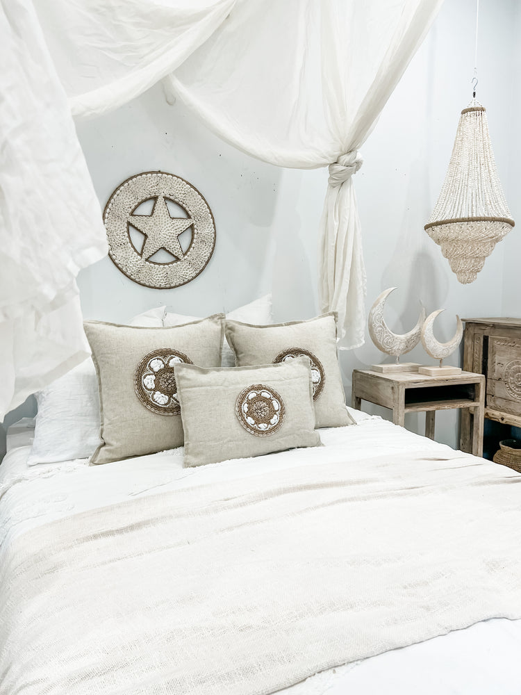 Siren Embellished Cushion | White Shell | 35x50cm