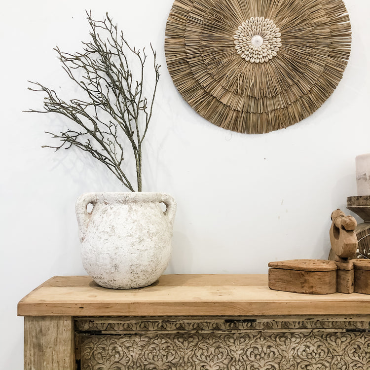 Milos Rustic White Urn Boho Decor