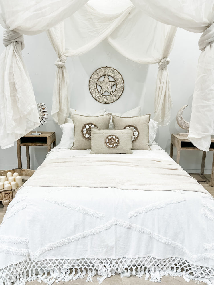 Siren Embellished Cushion | White Shell | 35x50cm