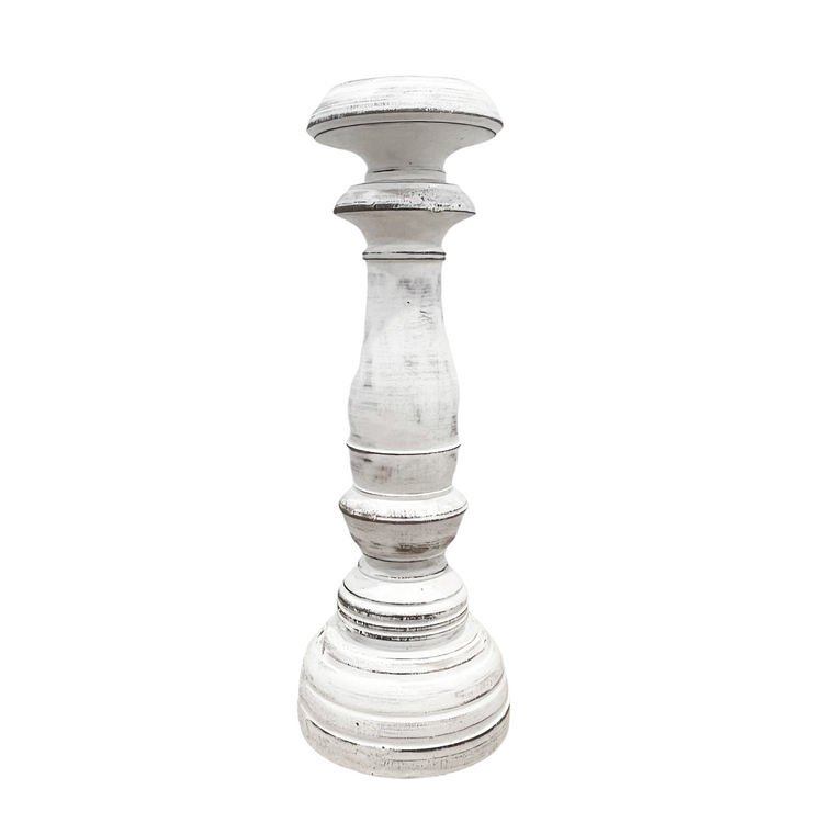Boho Whitewash Candle Stick - large