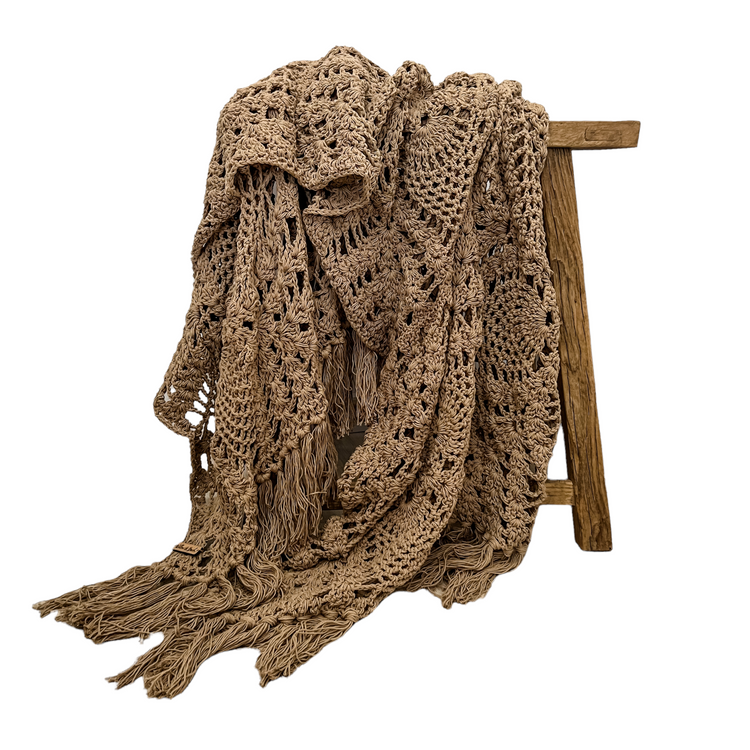 Brown Maria Crochet Throw Bed Runner