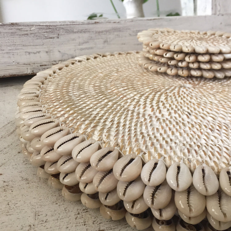Cowrie Coasters & Placemats Boho Decor