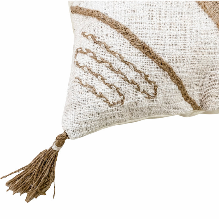 Natural Isle Cushion Cover featuring tassel detail