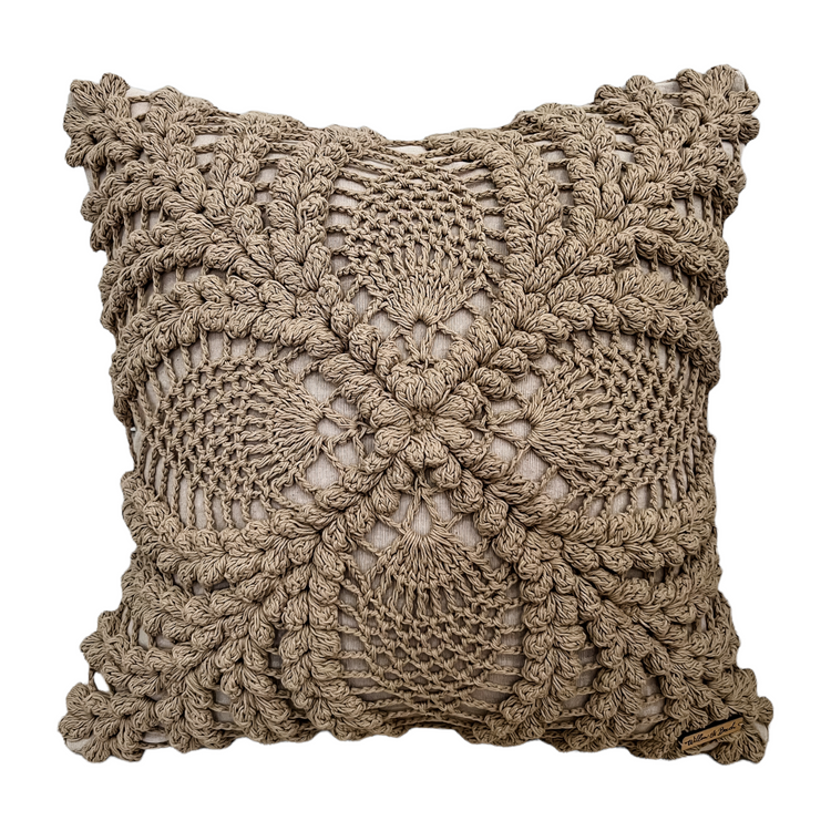 Maria Crochet Cushion Cover | Brown | 50x50cm