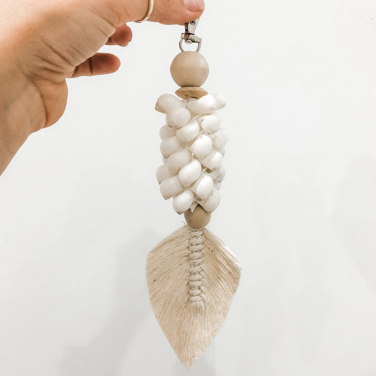 Malibu Key Ring featuring macrame fan