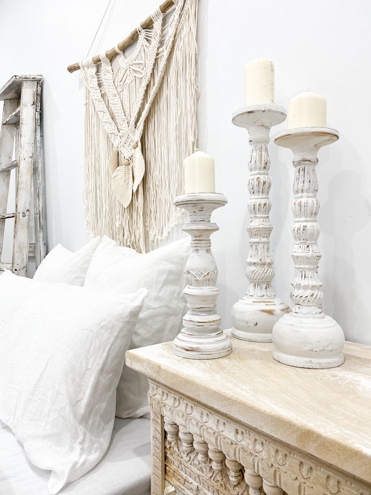 Halo Whitewash candlesticks Coastal Decor