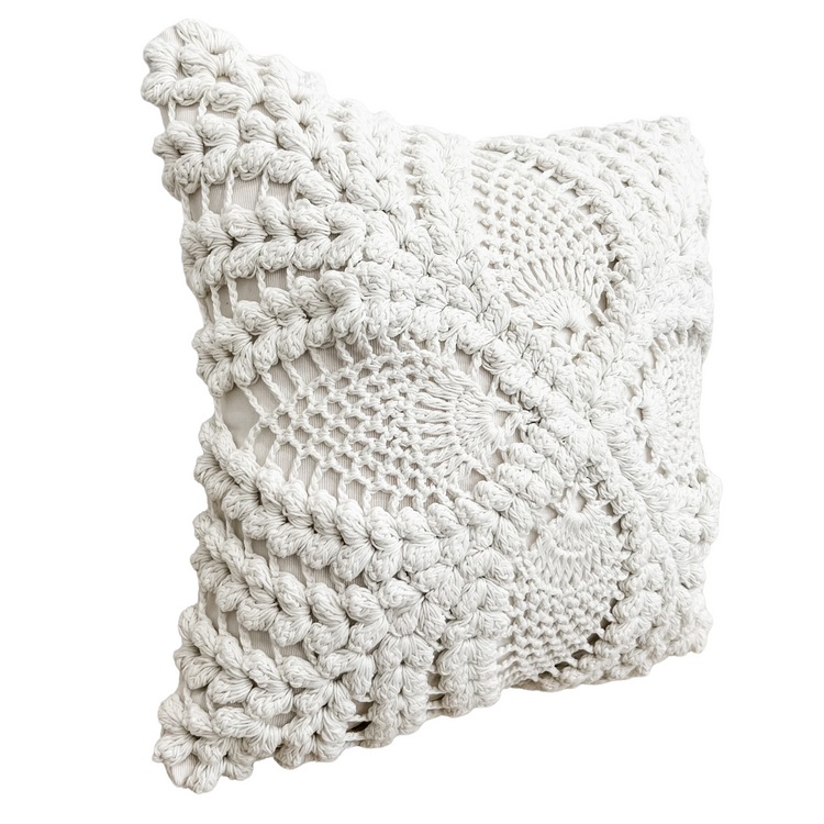 Maria Crochet Cushion Cover | White | 50x50cm