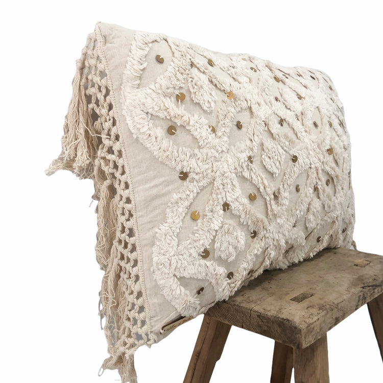 Natural Cotton Ivy Lumbar Cushion Cover