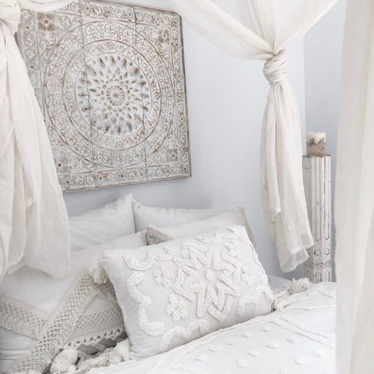 Aiyana White Bohemian Cushion Cover