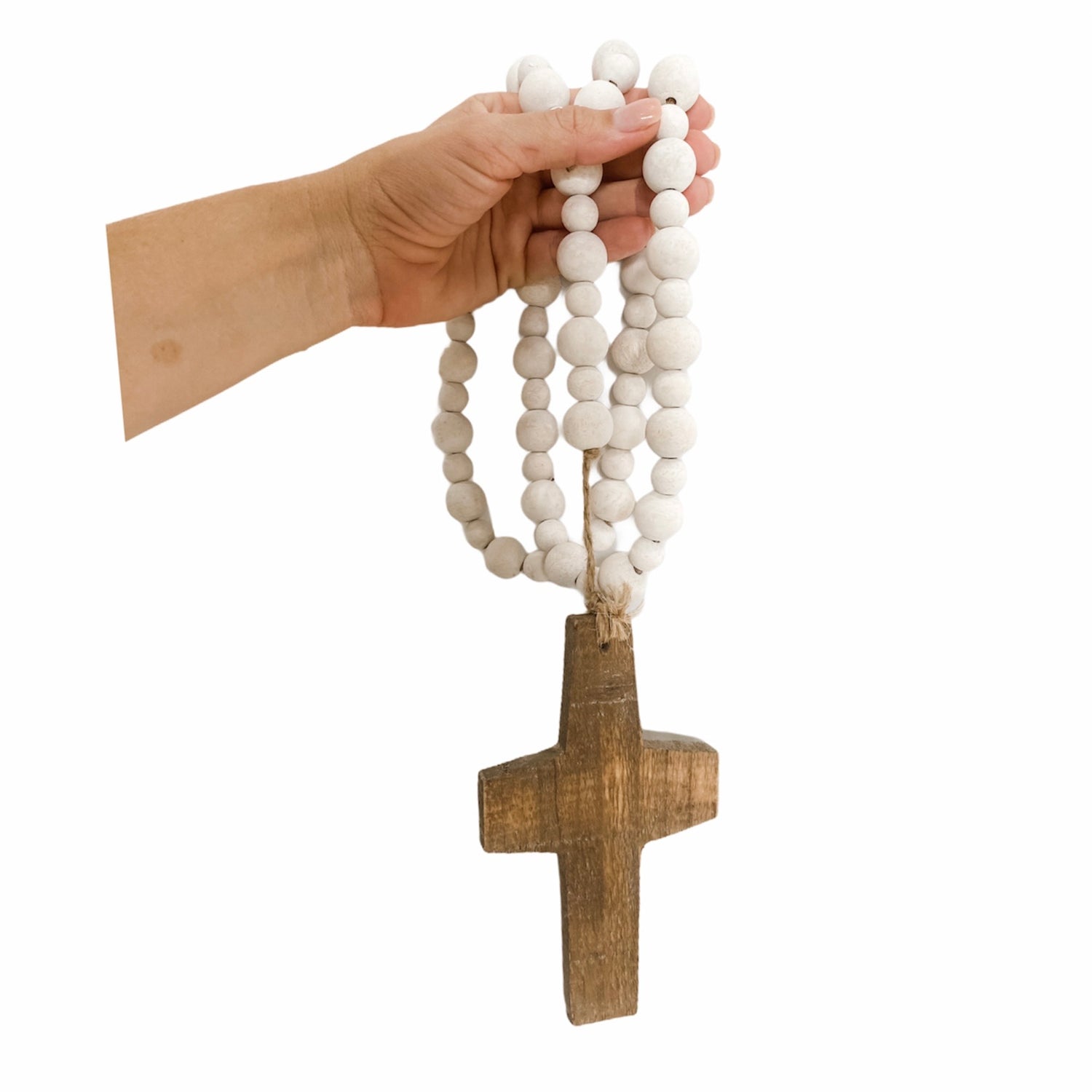 Beaded Cross Garland | White Bead