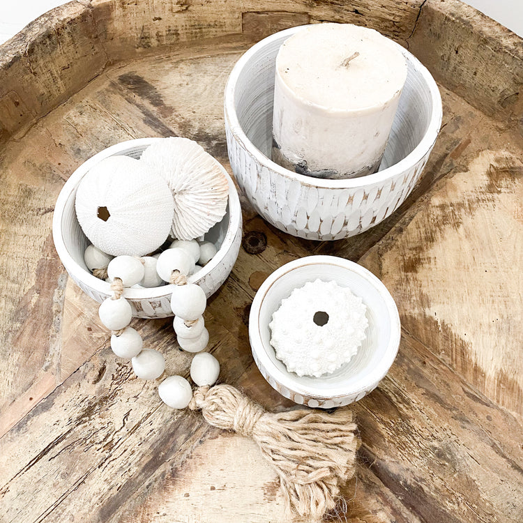 Breeze Whitewash Bowls Coastal Decor